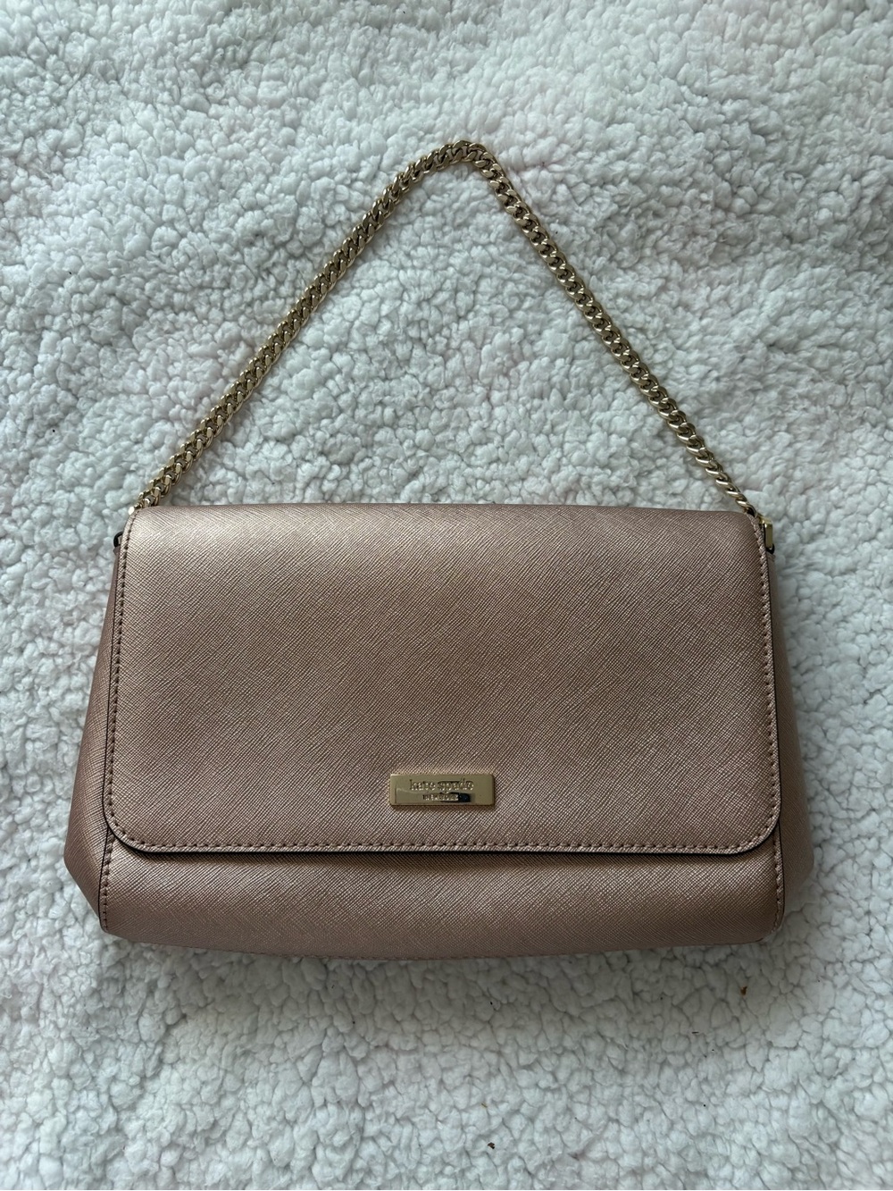 Kate Spade Rose Gold Saffiano Leather Chain Shoulder Bag